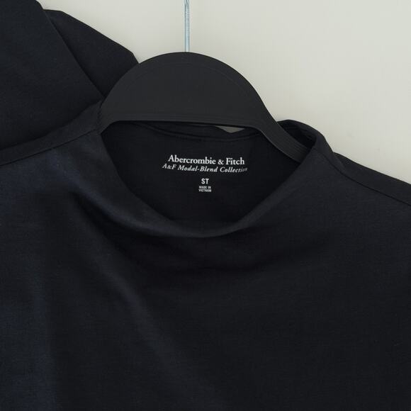 Abercrombie And Fitch Dress Small Tall Black Modal Blend Paloma Maxi Ruched - Picture 9 of 12